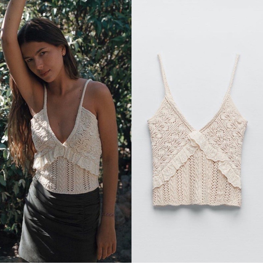 Zara cream crochet top NWT